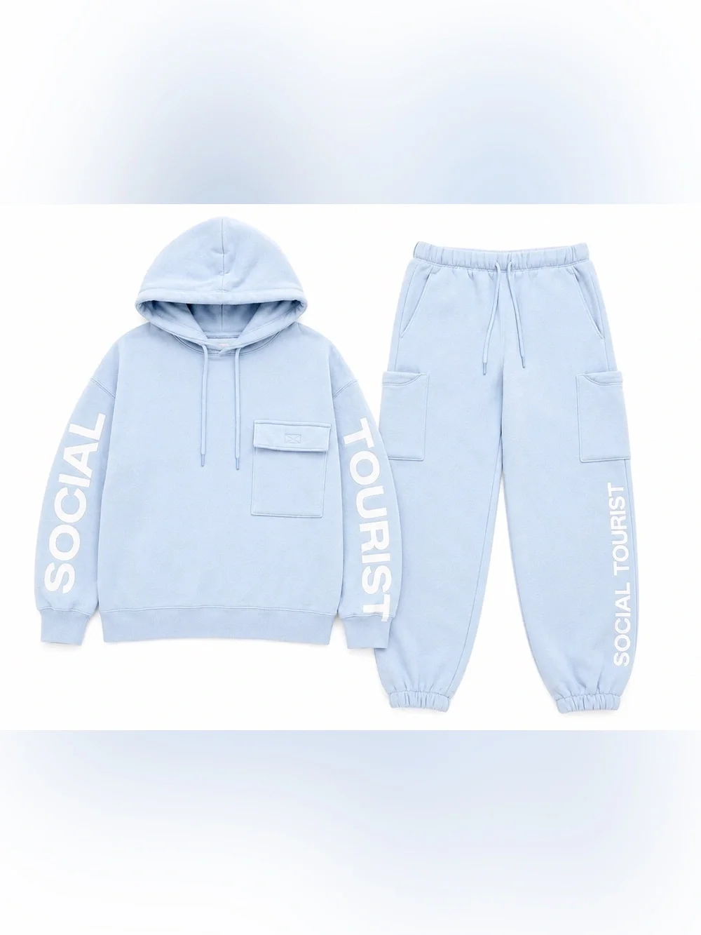 Social Tourist (by Hollister) Hoodie Jogger Matching Set Baby Blue XXS (CIGF005)